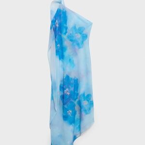 MANGO - Asymmetrical floral scarf dress blue - 6 - Woman